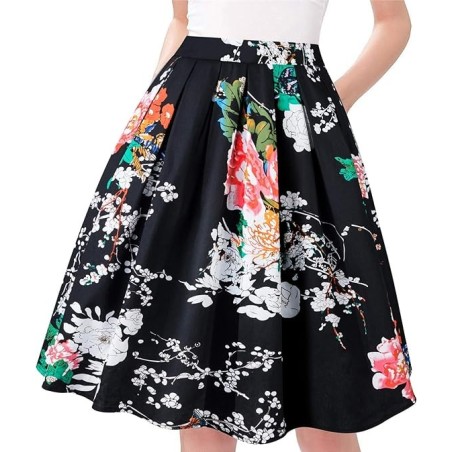 Taydey A-Line Pleated Vintage Skirts for Women,In Stock Size XXL