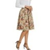 Tandisk Women's Vintage A-line Printed Pleated Midi Skirt,In Stock Size L