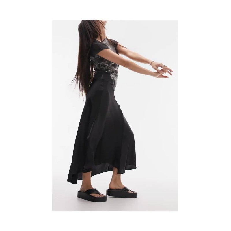 Fishtail Satin Midi Skirt，In Stock Size M