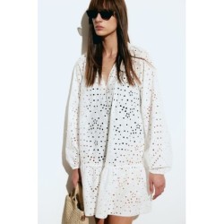 Tunic Dress with Eyelet Embroidery, In Stock Size L