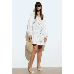 Tunic Dress with Eyelet Embroidery, In Stock Size L