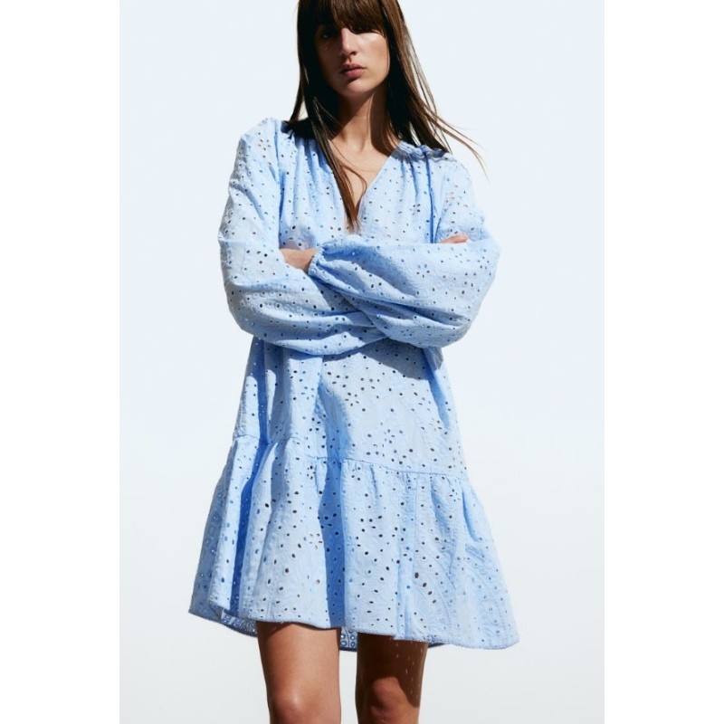 Tunic Dress with Eyelet Embroidery, In Stock Size M