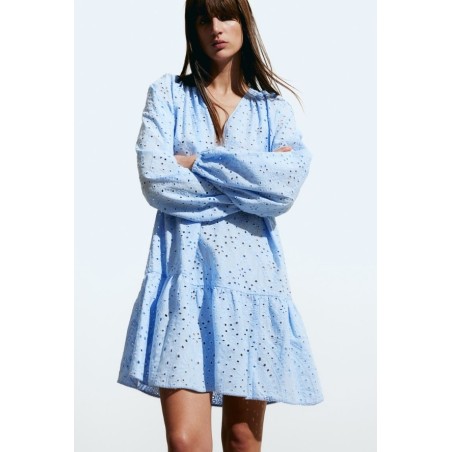 Tunic Dress with Eyelet Embroidery, In Stock Size M