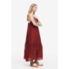 Sleeveless Poplin Beach Dress,Dark red,In Stock Size S