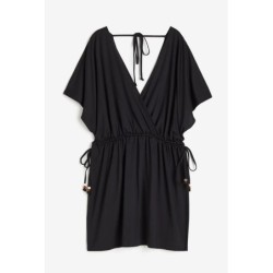 H.M V-neck Beach Dress,Black, In Stock Size M