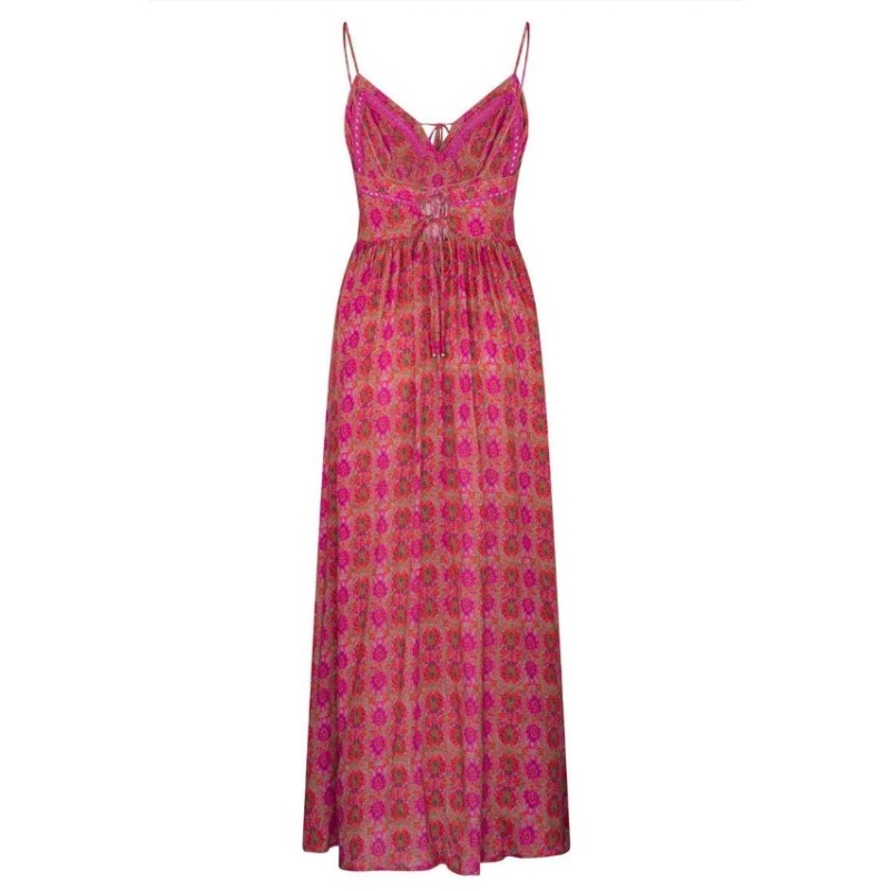 Eliza Teja Maxi Dress - Pink Ornate,SIZE 6