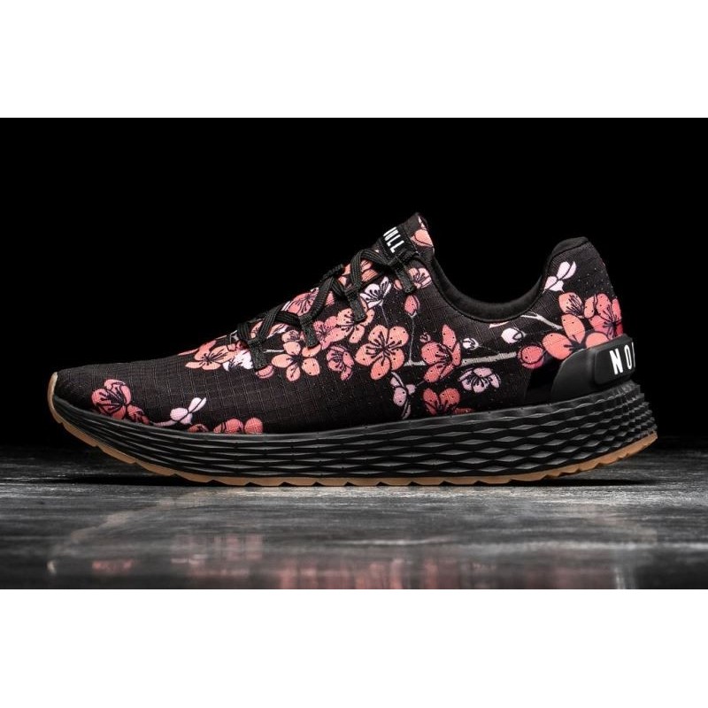 Black Pink Women's Nobull Cherry Blossom Ripstop Running Shoes,Size8