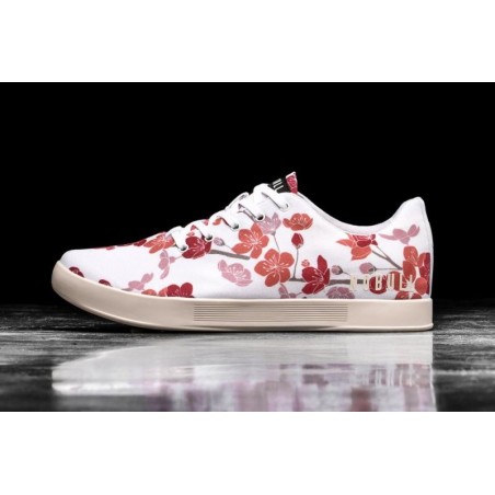 White Pink Women's Nobull Cherry Blossom Canvas Trainers ,Size10