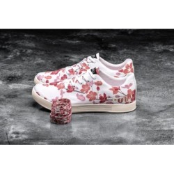 White Pink Women's Nobull Cherry Blossom Canvas Trainers ,Size10