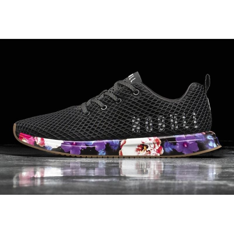 Black Women's Nobull Space Floral Mesh Running Shoes,7