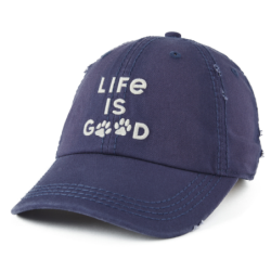 Life is Good Paw Print Sunwashed Chill Cap