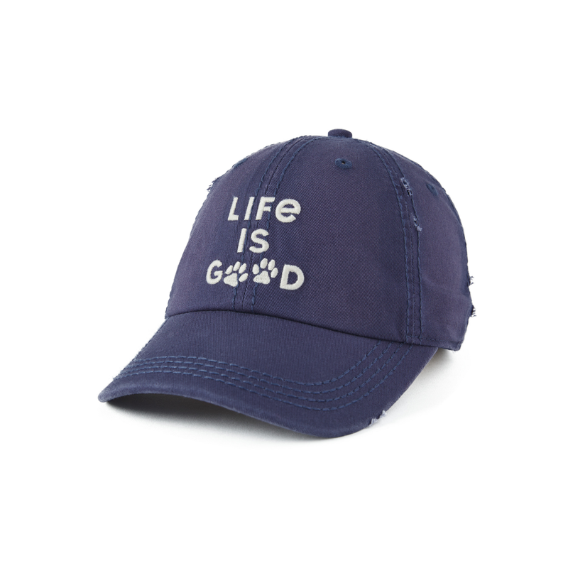 Life is Good Paw Print Sunwashed Chill Cap