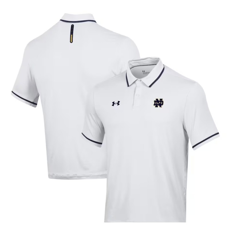 Men's Armour White Notre Dame Fighting Iris Tipped Performance Polo