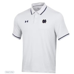 Men's Armour White Notre Dame Fighting Iris Tipped Performance Polo