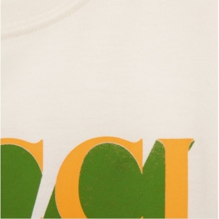 GUCCI Retro Logo Printed Cotton T-shirt