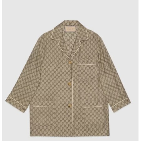 GG supreme  print silk shirt