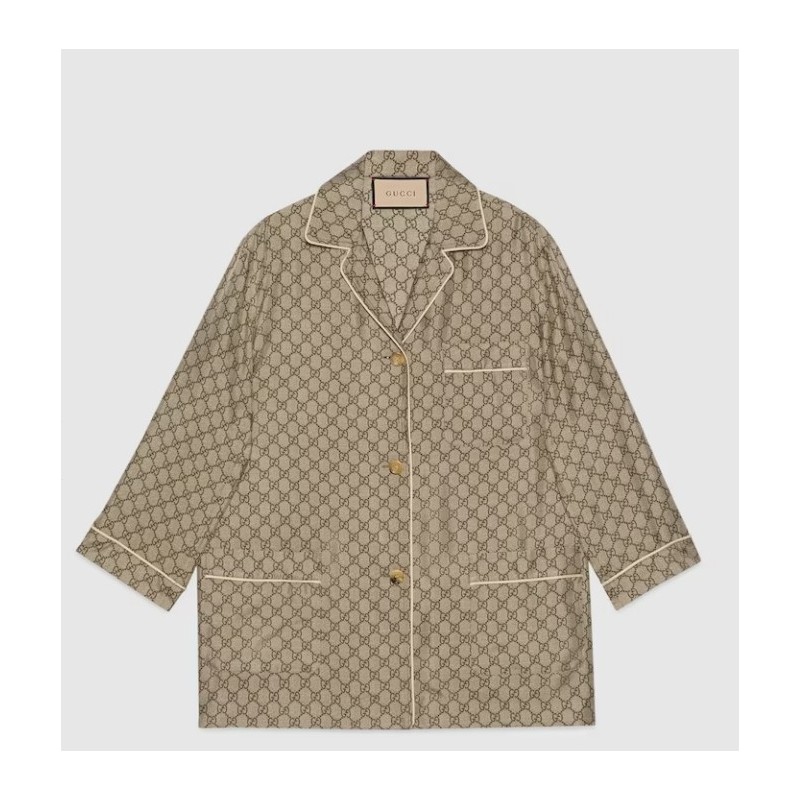 GG supreme  print silk shirt