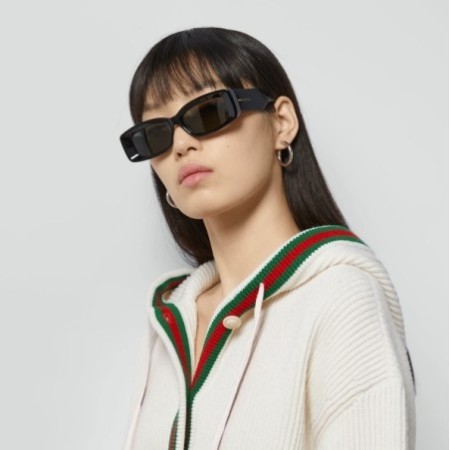 GUCCI rib stitch wool cardigan whith web