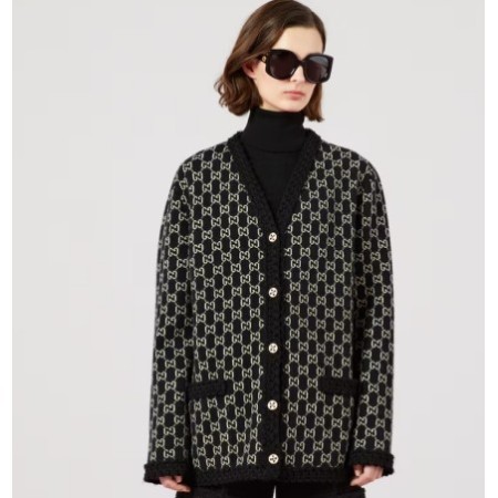 WOOL GG JACQUARD CARDIGAN