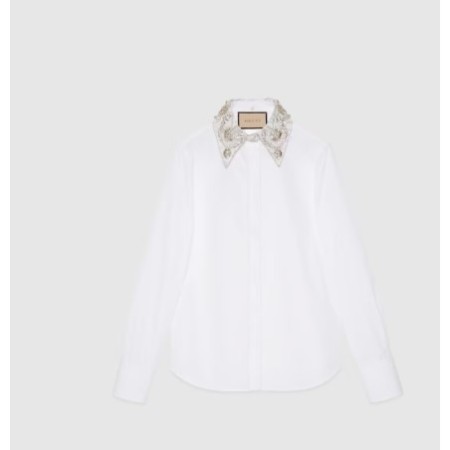 GUCCI cotton poplin shirt with embroidery