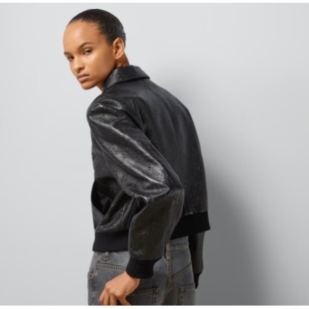 EMBOSSED GG LEATHER BOMBER