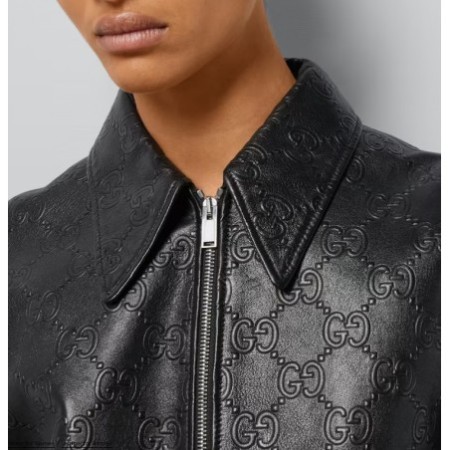 EMBOSSED GG LEATHER BOMBER