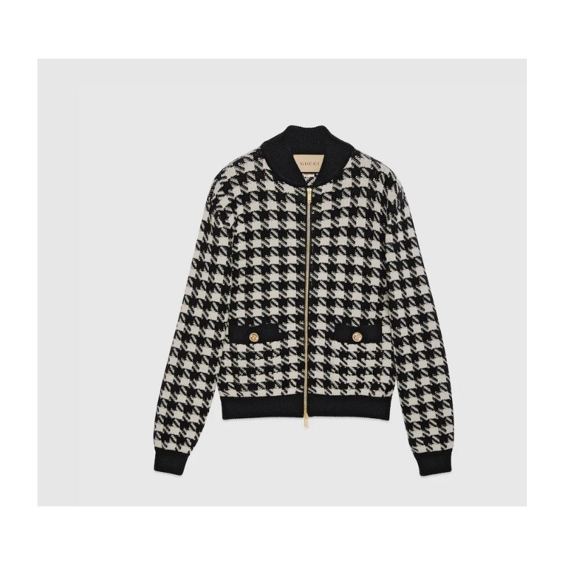 GUCCI houndstooth bomber jacket