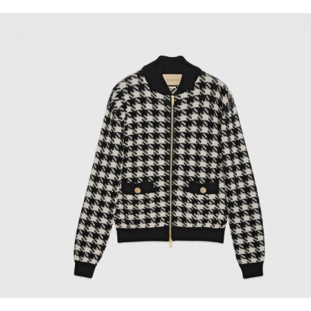 GUCCI houndstooth bomber jacket