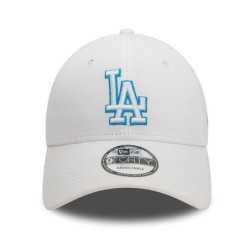 White LA Dodgers Team Outline 9FORTY Adjustable Cap