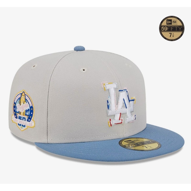 Light beige LA Dodgers Colour Brush 59FIFTY Fitted Cap