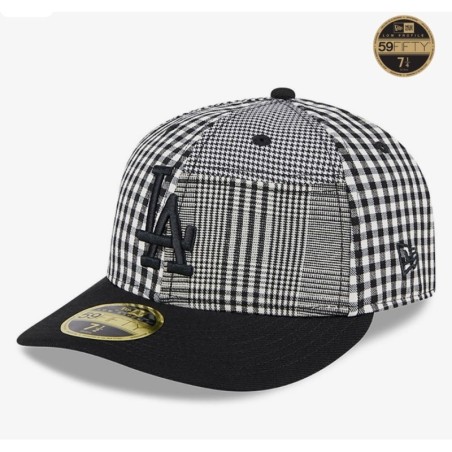 Black LA Dodgers Patch Plaid Low Profile 59FIFTY Fitted Cap