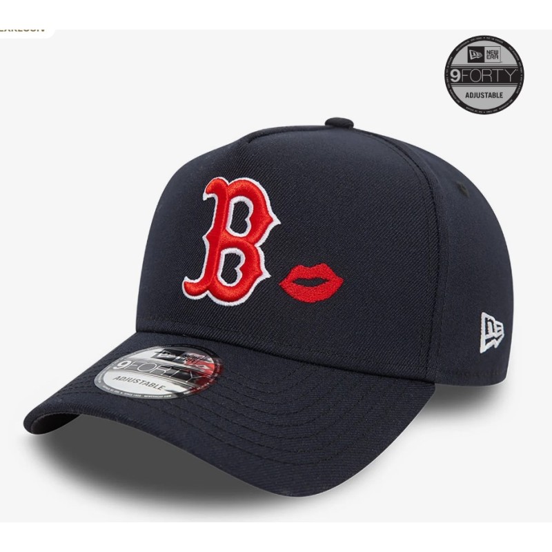 Dark Blue Boston Red Sox Lips 9FORTY A-Frame Adjustable Cap