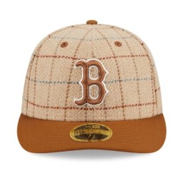 Beige Boston Red Sox MLB Herringbone Check Low Profile 59FIFTY Fitted Cap