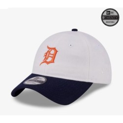 White Detroit Tigers Leather Strap 9TWENTY Adjustable Cap