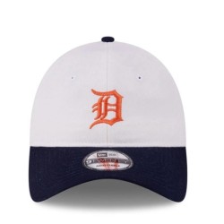 White Detroit Tigers Leather Strap 9TWENTY Adjustable Cap