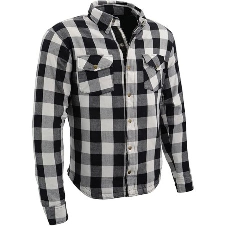 Milwaukee Leather MPM1633 Men's Plaid Flannel Biker Shirt ,CE Approved