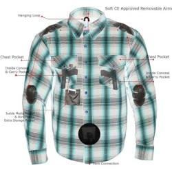 Milwaukee Leather Men's Plaid Flannel Biker Shirt ,CE Approved Armor