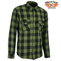 BGA Boston HD Flannel Motorcycle Shirt Army Green/Black