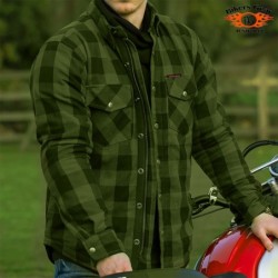 BGA Boston HD Flannel Motorcycle Shirt Army Green/Black