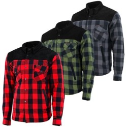 Bikers Gear CE Rifster Army Kevlar Lined Flannel Motorcycle Shirts