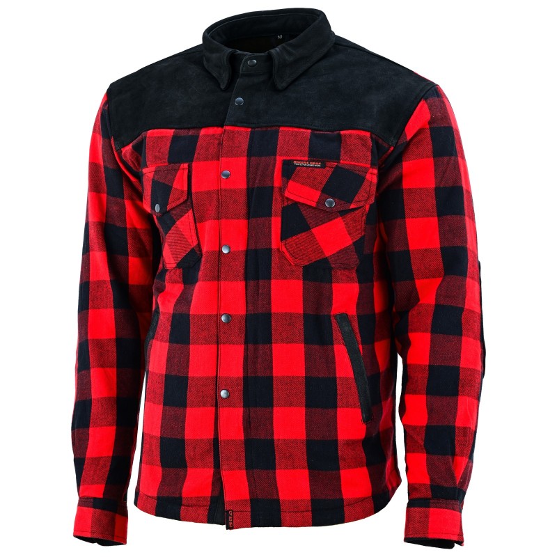 Bikers Gear CE Rifster Red Kevlar Lined Flannel Motorcycle Shirts