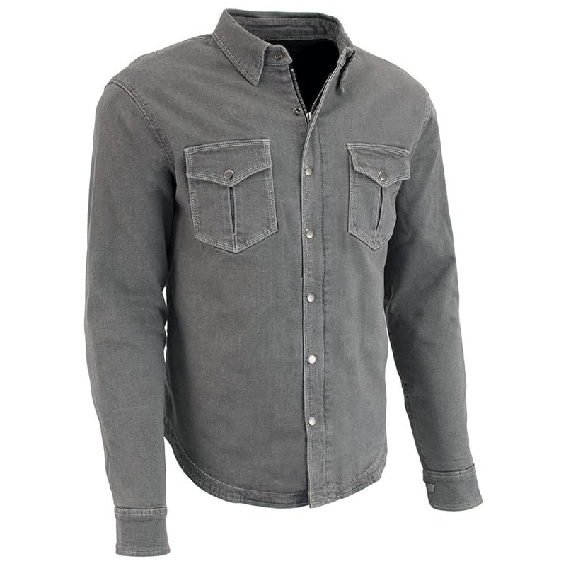 Milwaukee Leather MPM1621 Men's Grey Flannel Biker Shirt