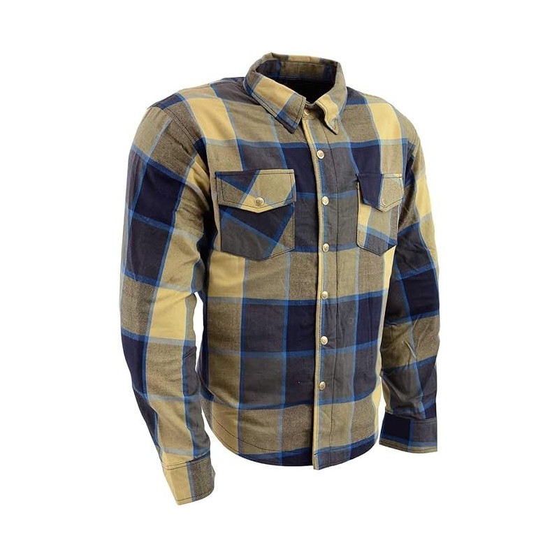 Milwaukee Leather MPM1639 Plaid Flannel Armored Motorcycle Shirt