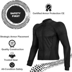 ALPHA CYCLE GEAR Motorcycle Shirt Armor Mesh Shirt for Men and Women