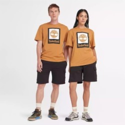 Square Stack Logo Short Sleeve T-Shirt,Color:Orange