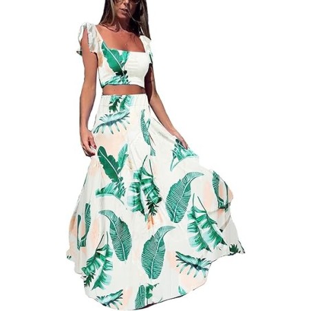 Ruffle Floral Tank Top Wrap Boho Tropical Dresses