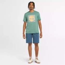 Men's Short Sleeve Front Tree Logo Graphic Timberland T-Shirt,Color:Green