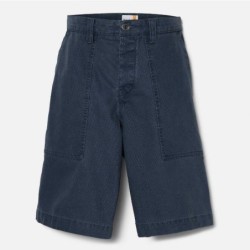 Men's Washed Canvas Stretch Fatigue Short,Color:Dark Sapphire