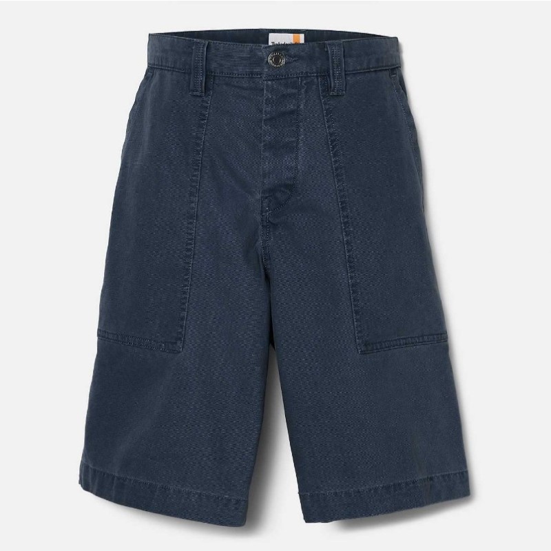 Men's Washed Canvas Stretch Fatigue Short,Color:Dark Sapphire