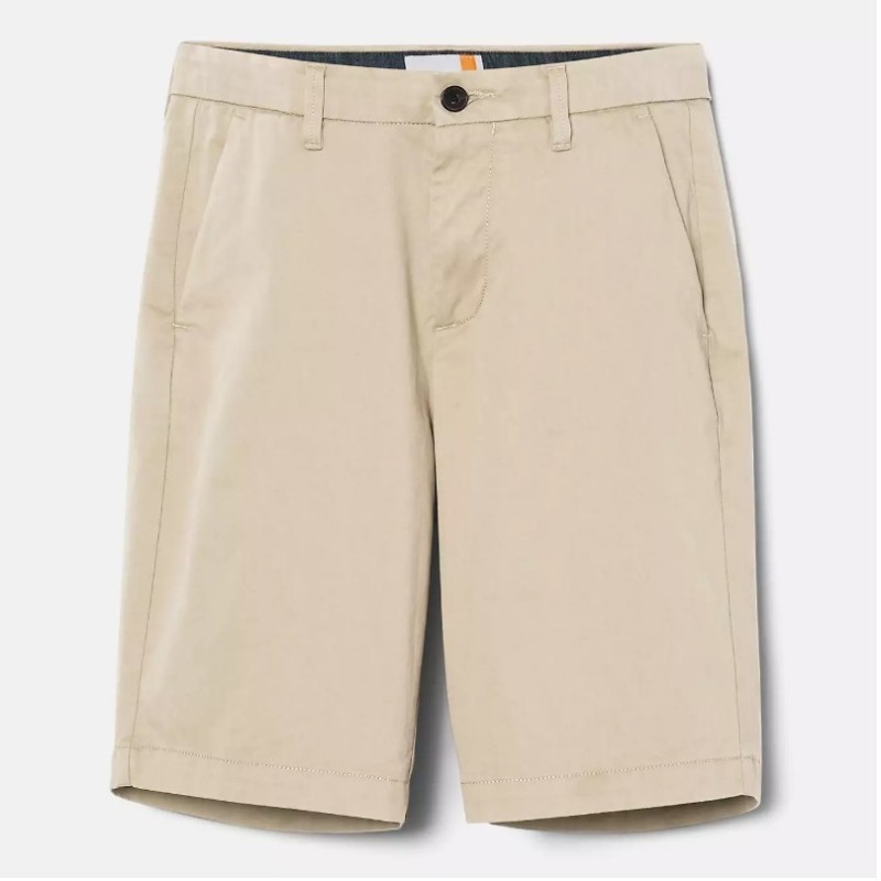 Men's Stretch Twill Chino Short,Color:Lemon Pepper